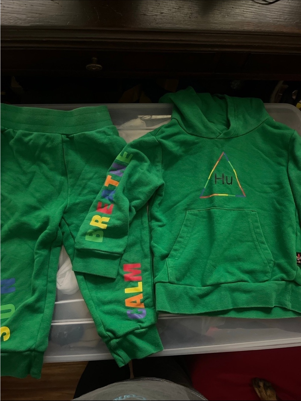 adidas Kids Green Hoodie & Sweatpants Matching Set